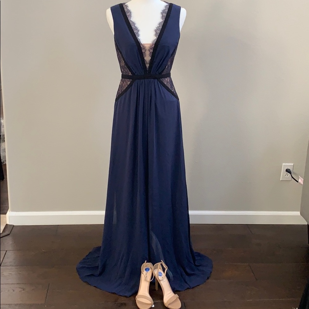 BCBG MaxAzria lace and chiffon gown